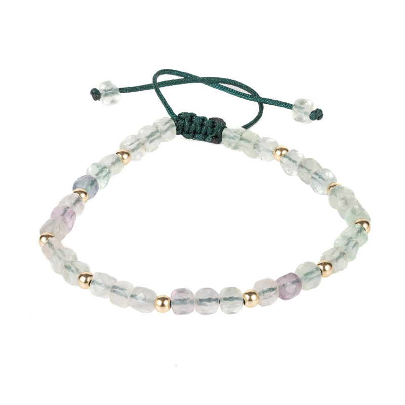 Bratara Kadras cu pietre fluorit si bile din aur 14k