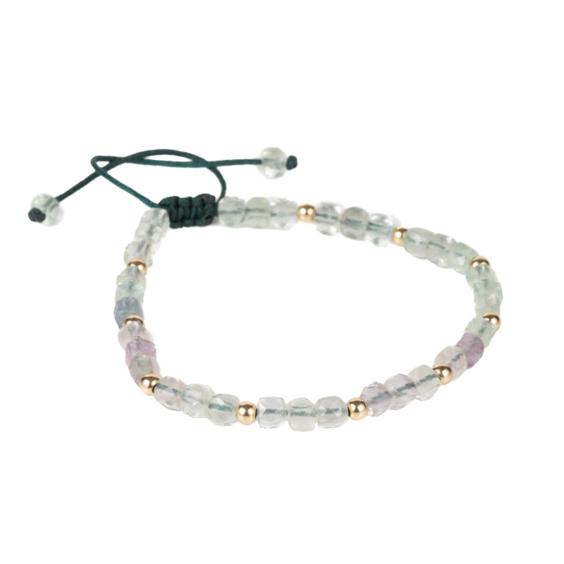 Bratara Kadras cu pietre fluorit si bile din aur 14k