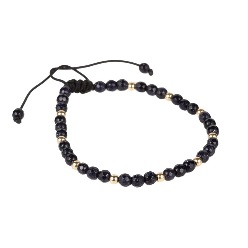 Bratara Kadras snur cu piatra soarelui si bile aur de 14k