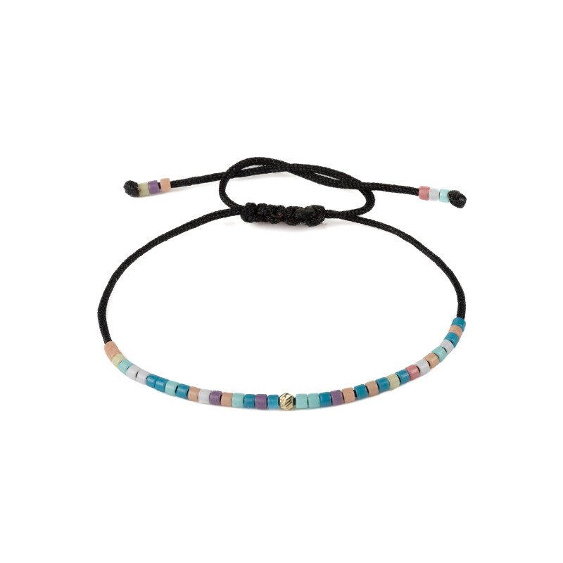 Bratara snur cu pietre miyuki si biluta din aur-multicolor