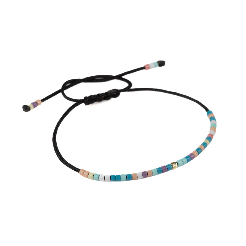 Bratara snur cu pietre miyuki si biluta din aur-multicolor