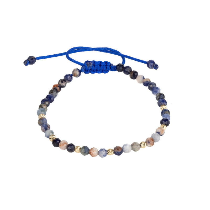 Bratara Kadras cu pietre sodalit si bile din aur 14k