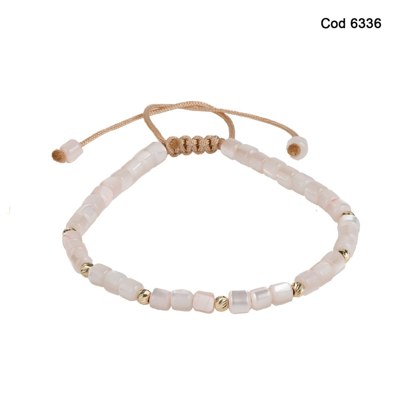 Bratara Kadras cu bile din aur 14k si pietre sidef