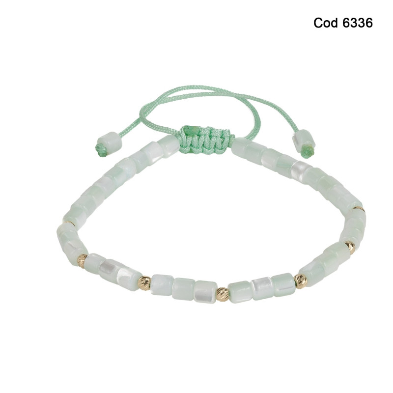 Bratara Kadras cu bile din aur 14k si pietre sidef