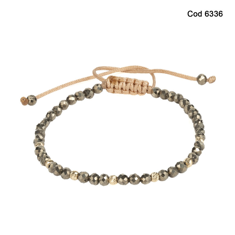 Bratara Kadras cu bile din aur 14k si pietre pirita