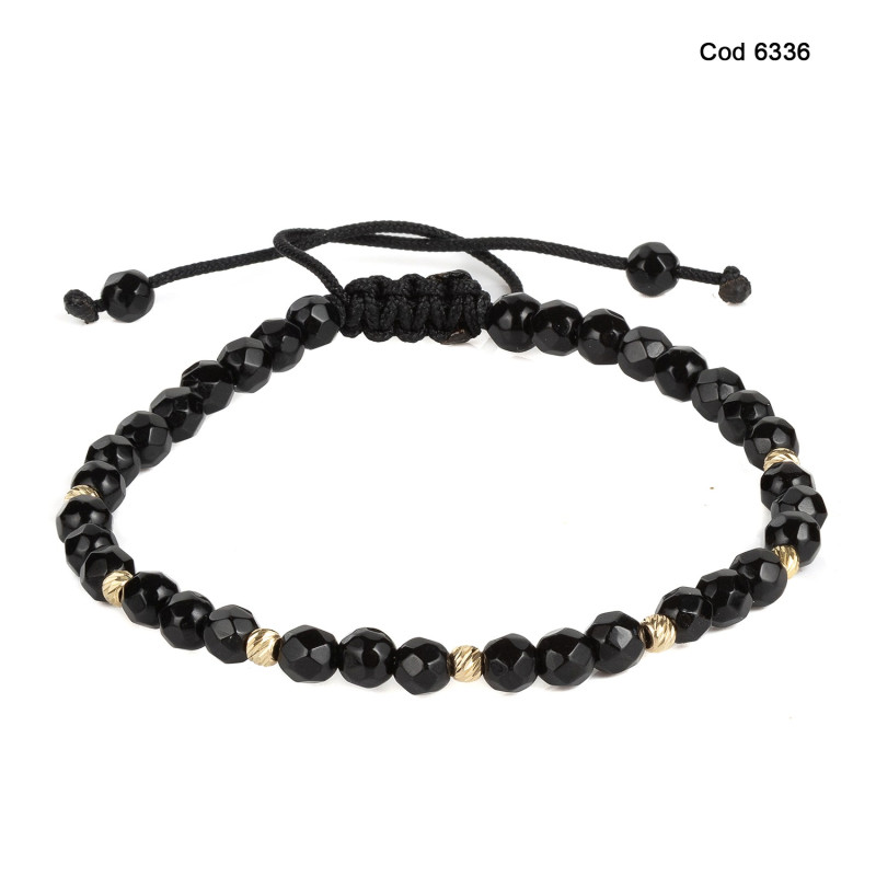 Bratara Kadras cu bile din aur 14k cu pietre onix