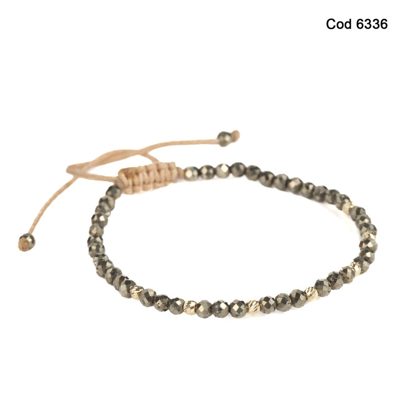 Bratara Kadras cu bile din aur 14k si pietre pirita