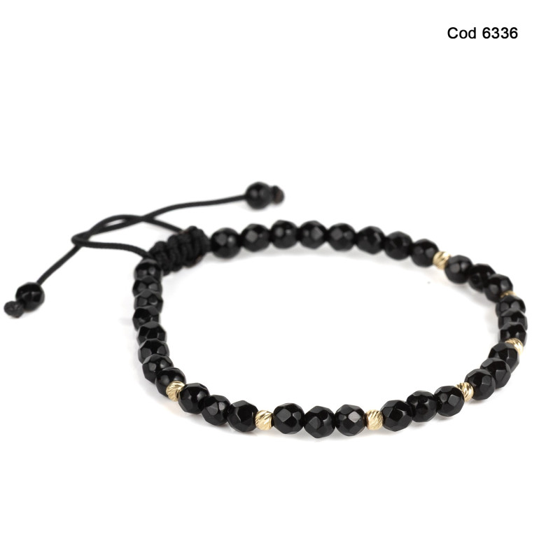 Bratara Kadras cu bile din aur 14k cu pietre onix