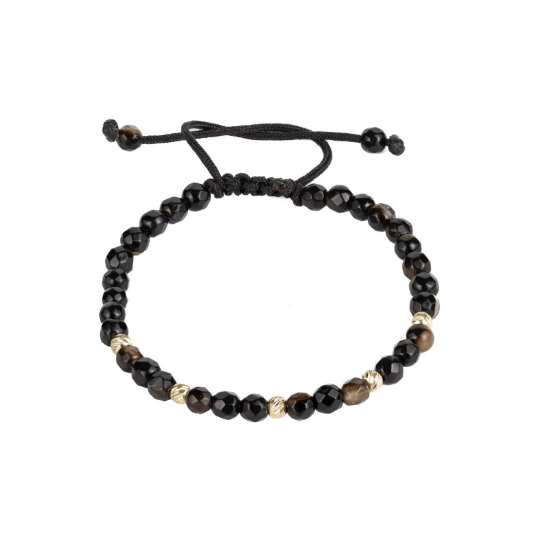 Bratara Kadras cu pietre agat si bile din aur de 14k