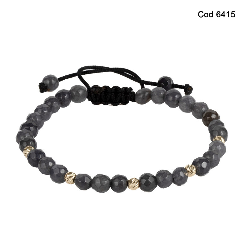 Bratara Kadras cu pietre jad si  bile din aur 14k 