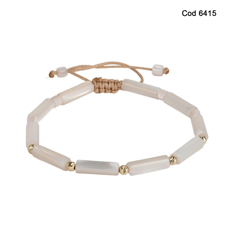 Bratara Kadras cu bile din aur 14k si pietre de sidef