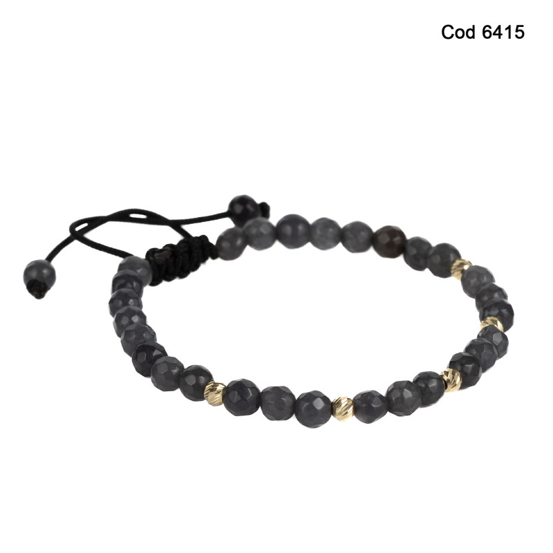 Bratara Kadras cu pietre jad si  bile din aur 14k 