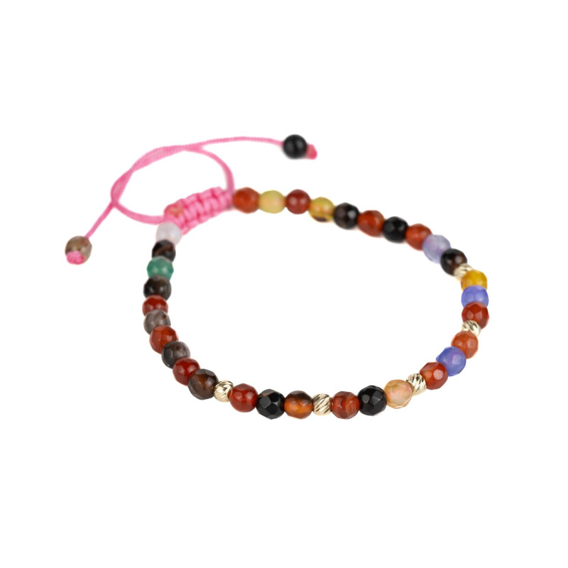 Bratara Kadras cu pietre agat si bile din aur de 14k