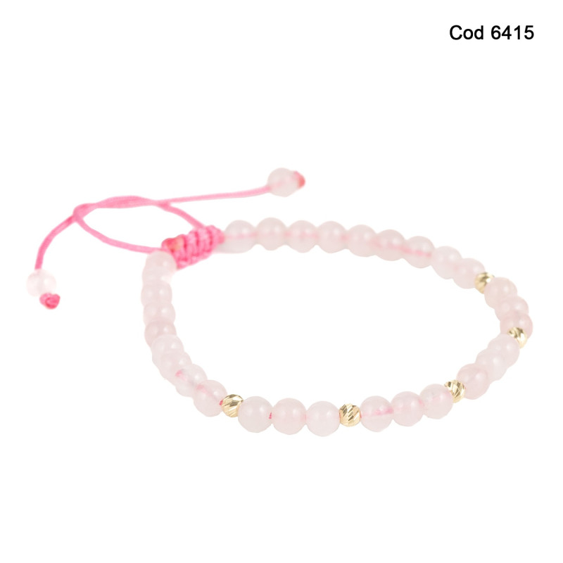 Bratara Kadras snur cu bilute din aur 14k si pietre cuart