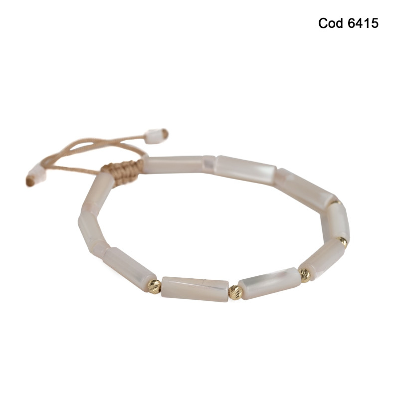 Bratara Kadras cu bile din aur 14k si pietre de sidef