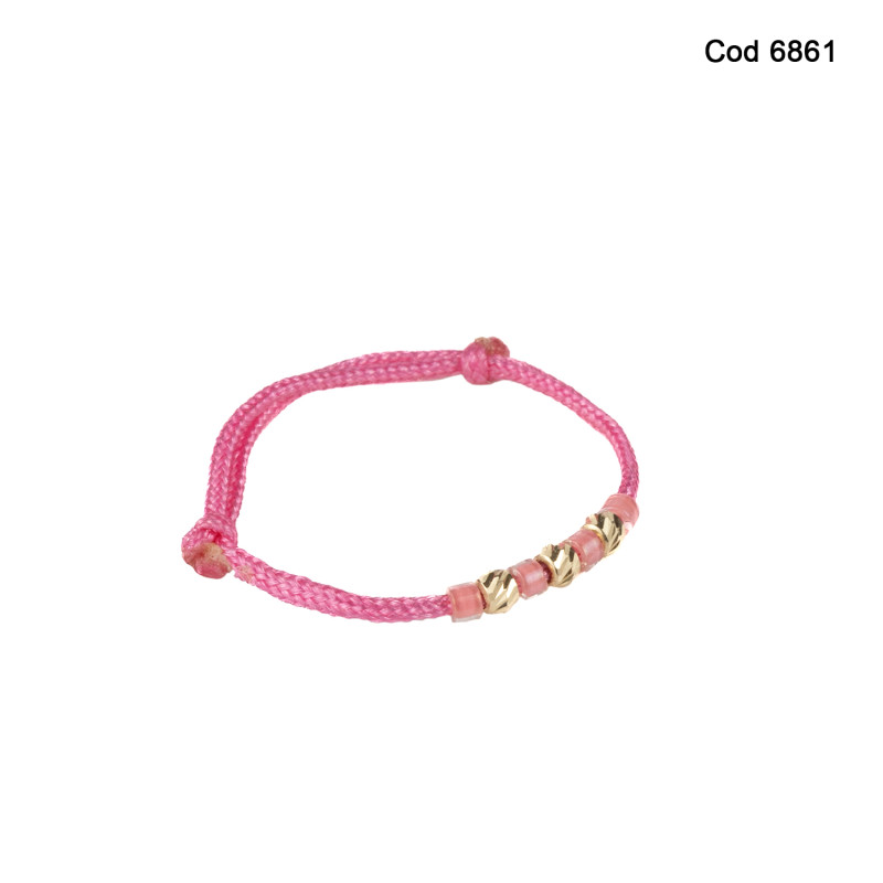 Inel Kadras cu pietre miyuki  si bilute din aur 14k-roz