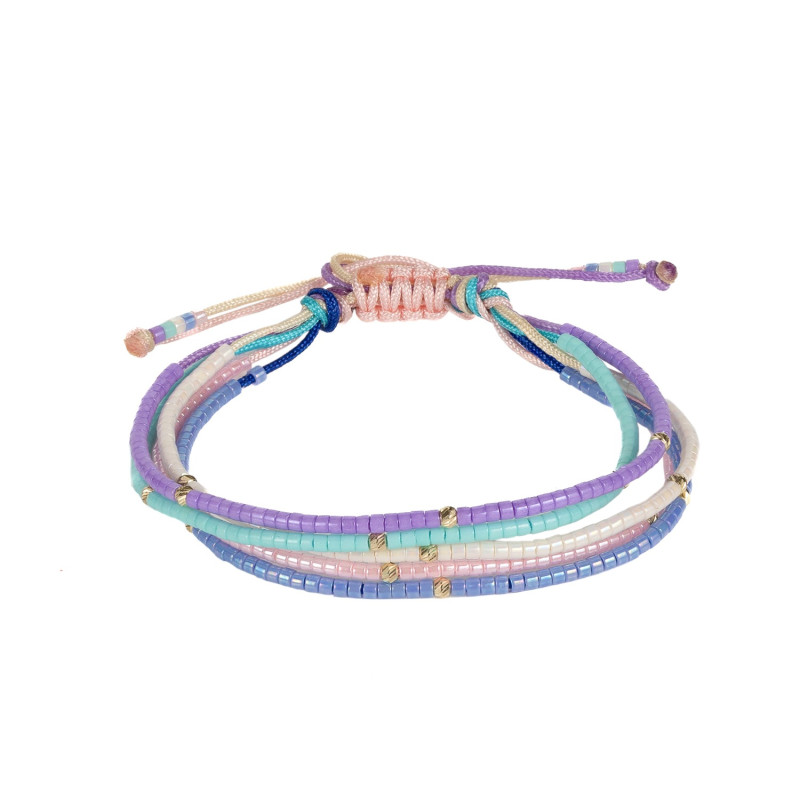 Bratara Snur Kadras cu pietre miyuki si bile din aur de 14k