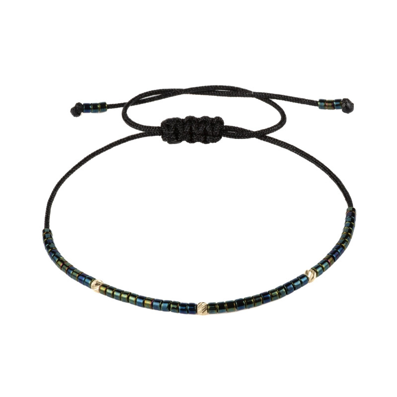 Bratara Kadras cu pietre miyuki si bile din aur 14 k