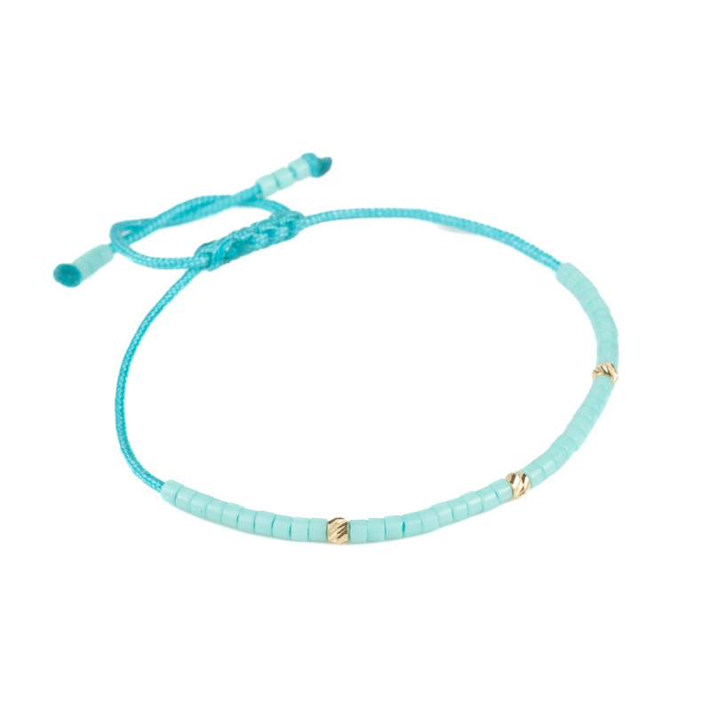 Bratara Kadras cu pietre miyuki si bile din aur 14 k