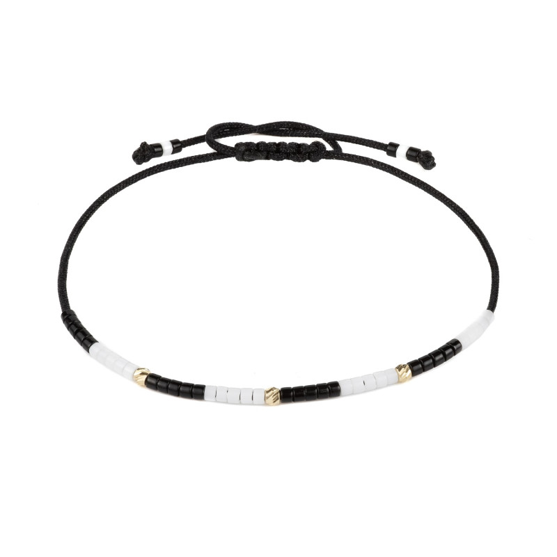 Bratara Kadras cu pietre miyuki si bile din aur 14 k