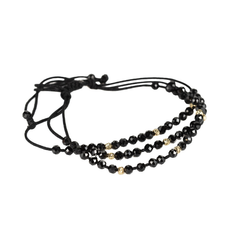 Bratara Kadras cu pietre onix ,bile de  aur 14k