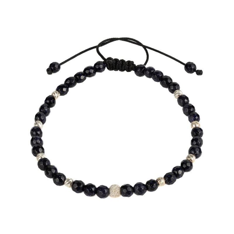 Bratara Kadras cu pietre onix bile si element central din argint 925