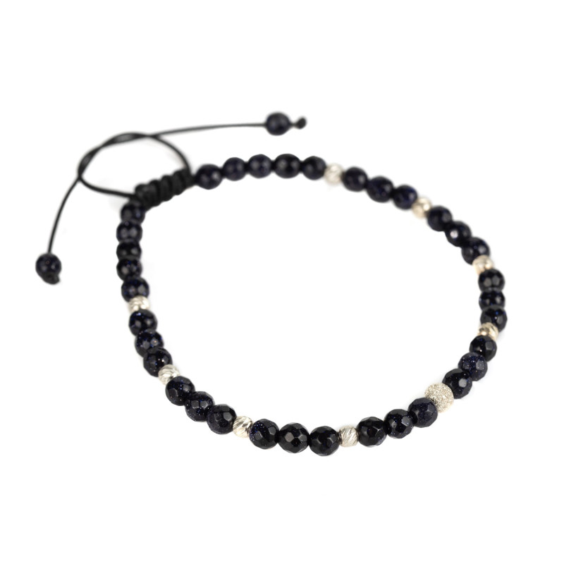 Bratara Kadras cu pietre onix bile si element central din argint 925