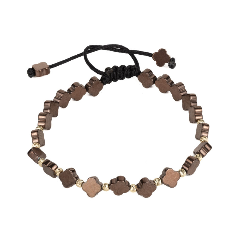 Bratara Kadras snur cu bilute din aur 14k si hematit