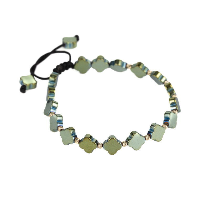 Bratara Kadras cu pietre hematit si bile din aur 14k