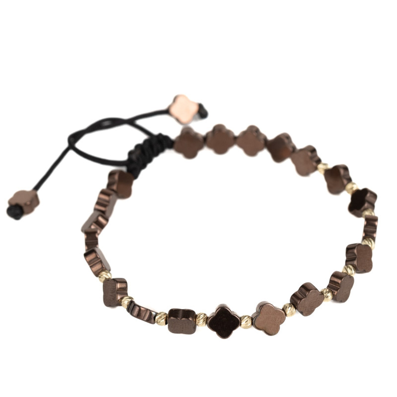 Bratara Kadras snur cu bilute din aur 14k si hematit