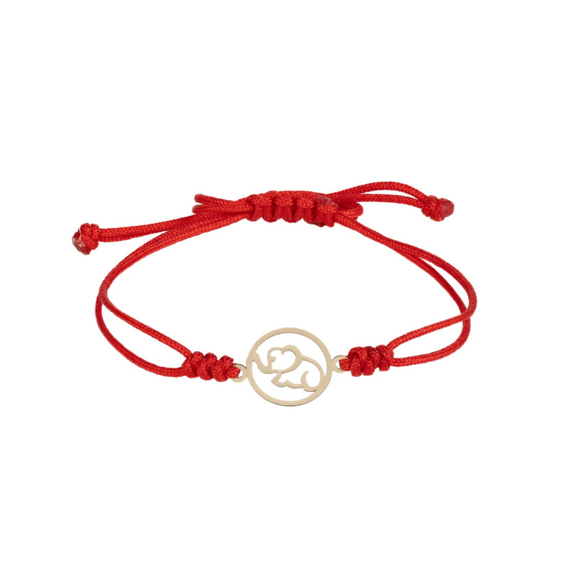 Bratara Kadras pe snur cu pandant elefant aur 14k