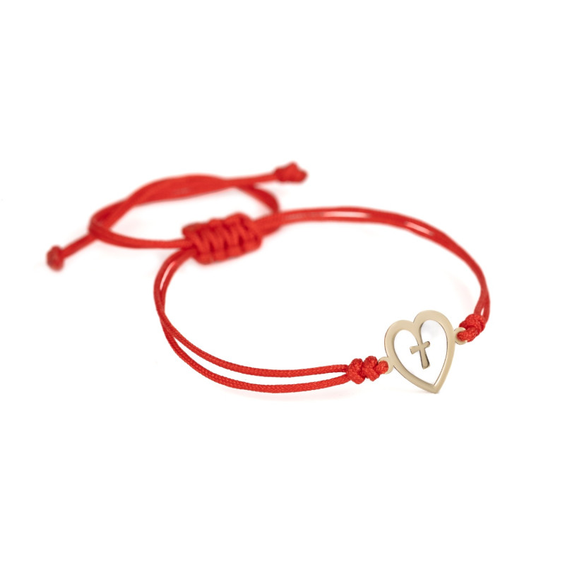 Bratara Kadras pe snur cu pandantiv inima cu cruciulita