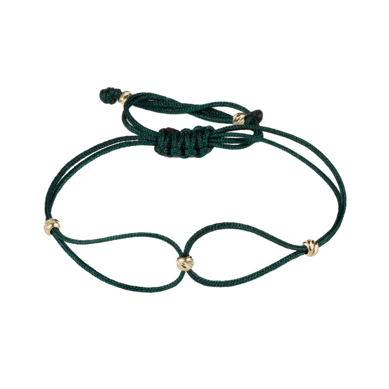 Bratara Kadras snur cu bilute din aur-verde