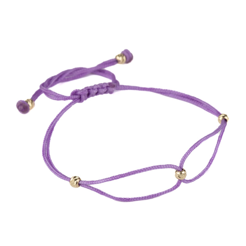 Bratara Kadras snur cu bilute din aur-mov