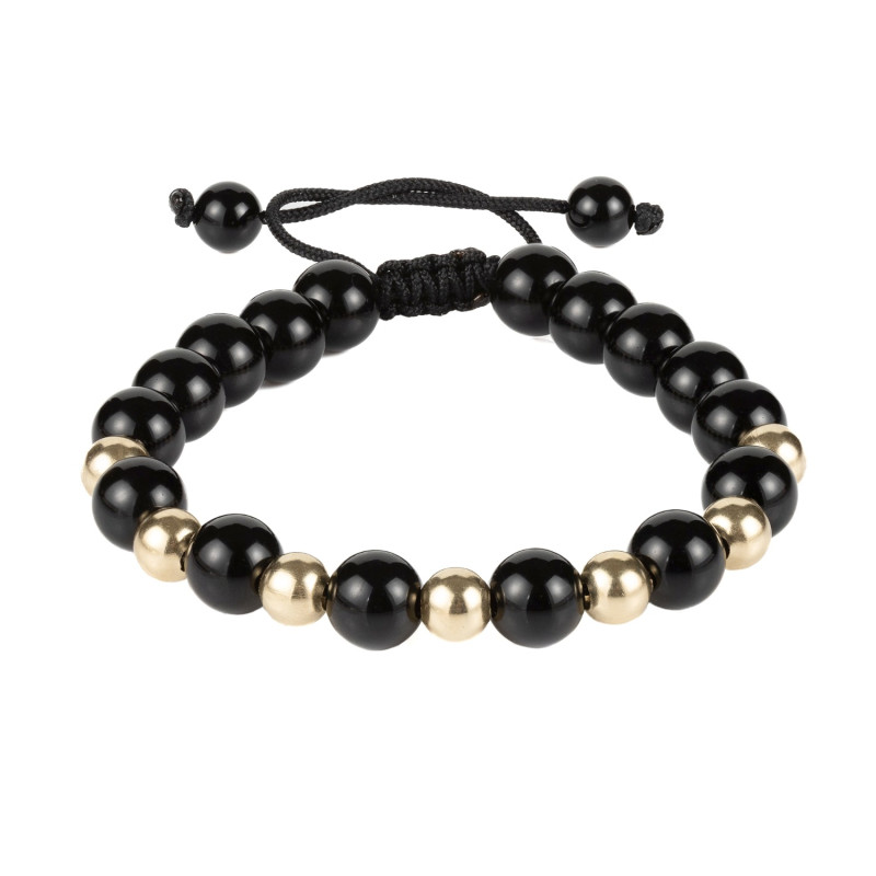 Bratara Kadras cu pietre onix cu bilute din aur 14k