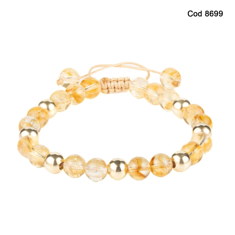 Bratara Kadras cu pietre citrin si bile din aur 14k