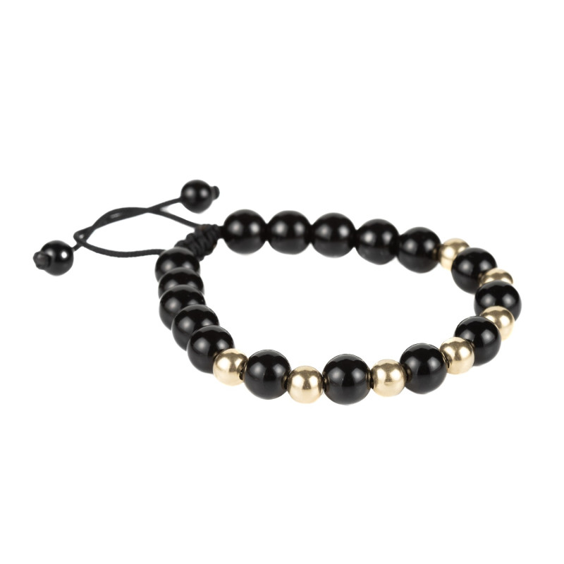 Bratara Kadras cu pietre onix cu bilute din aur 14k