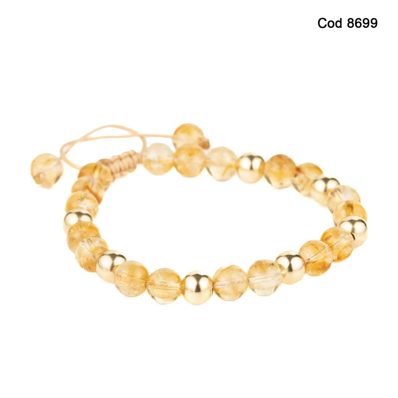 Bratara Kadras cu pietre citrin si bile din aur 14k
