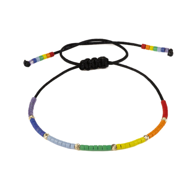 Bratara Kadras cu pietre miyuki si bilute din aur de 14k