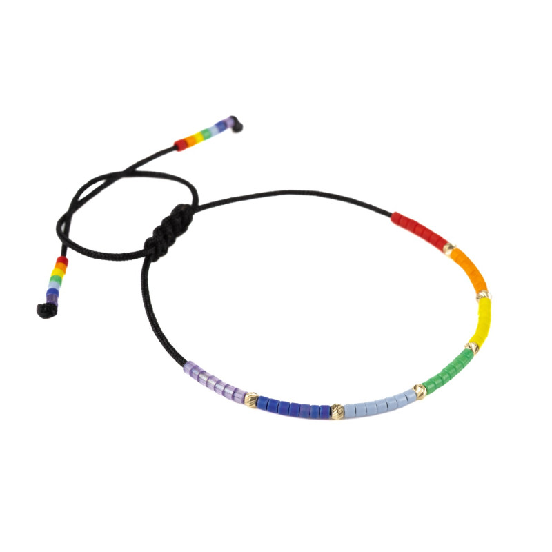 Bratara Kadras cu pietre miyuki si bilute din aur de 14k