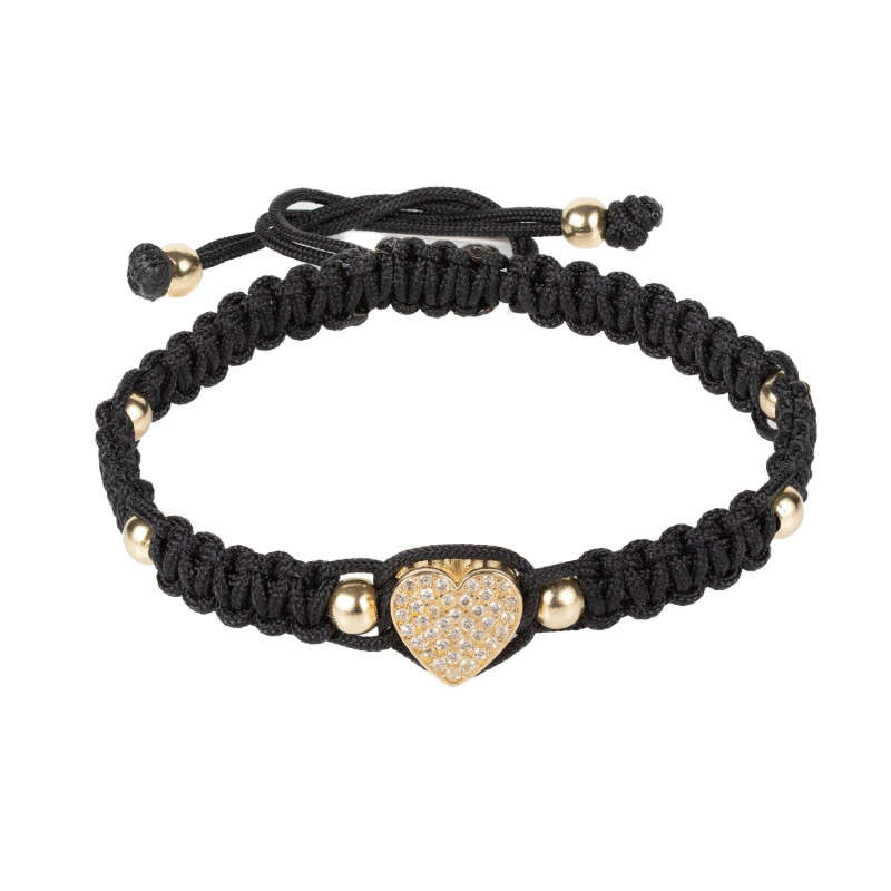 Bratara Kadras snur cu element central cu zirconiu si bile din aur 14k