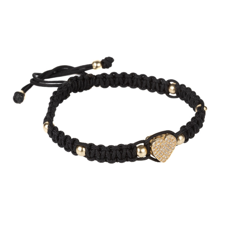 Bratara Kadras snur cu element central cu zirconiu si bile din aur 14k