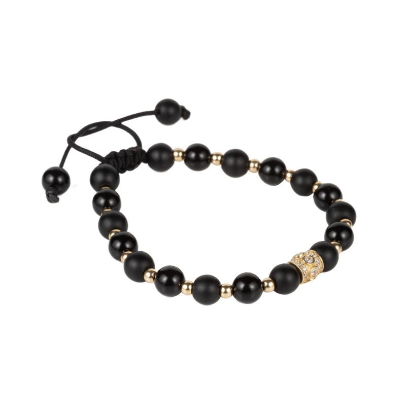 Bratara Kadras cu pietre onix,bile si element central din aur -14k