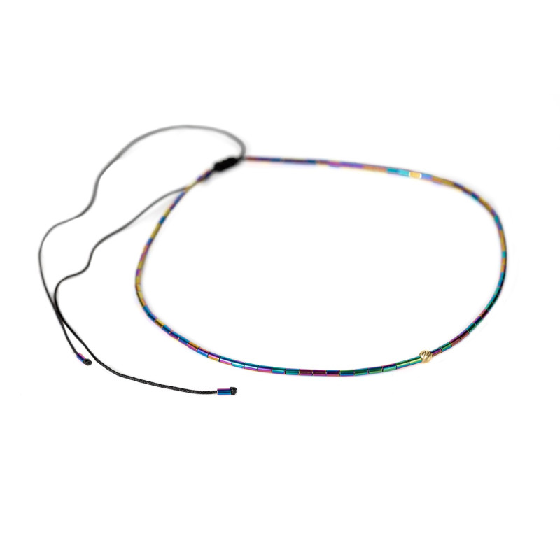 Colier Kadras cu bila din aur de 14 k si pietre hematit