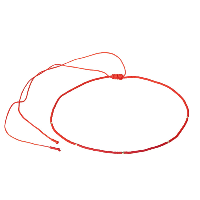 Colier Kadras cu bilute din aur de 14 k si pietre rosii miyuki