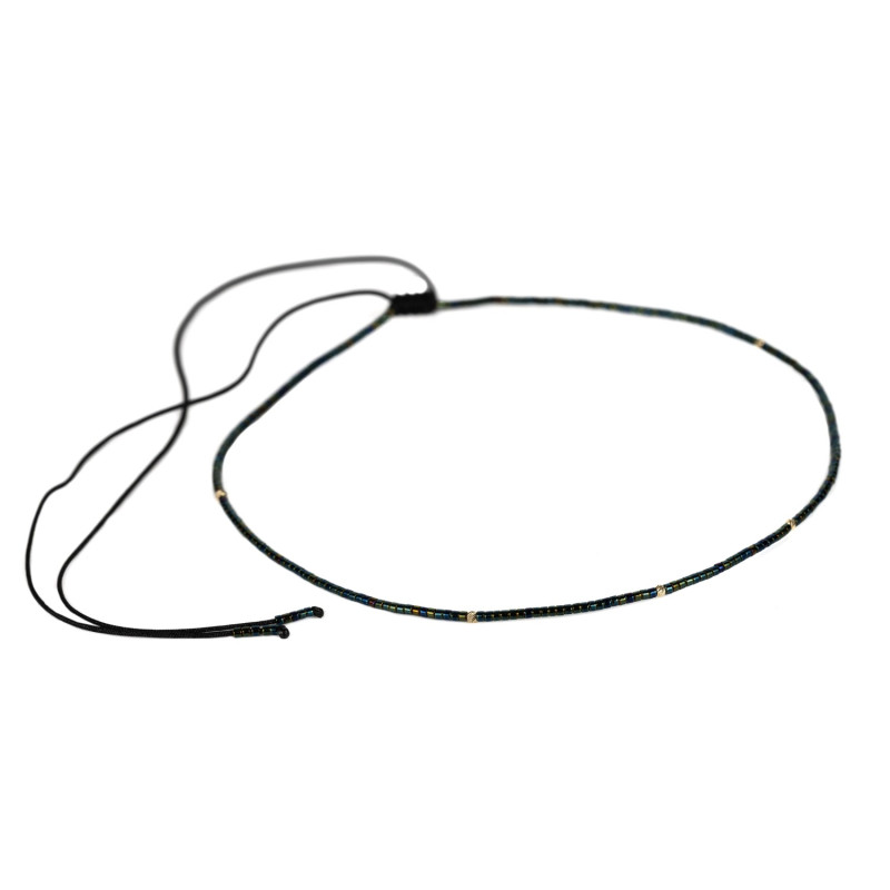 Colier Kadras cu bilute din aur de 14 k si pietre miyuki