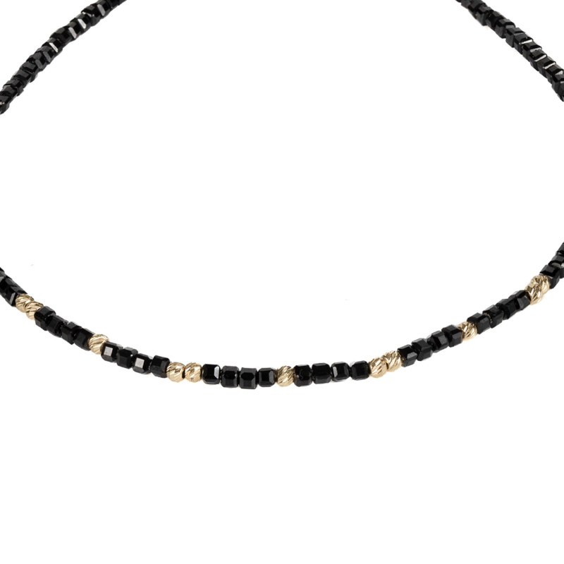 Colier Kadras cu bile din aur de 14 k si pietre onix