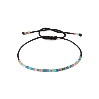 Bratara snur cu pietre miyuki si biluta din aur-multicolor