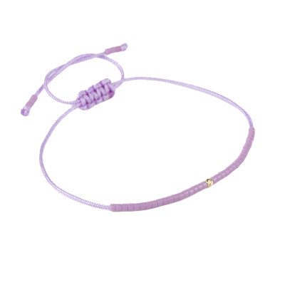 Bratara snur cu pietre miyuki si biluta din aur-mov