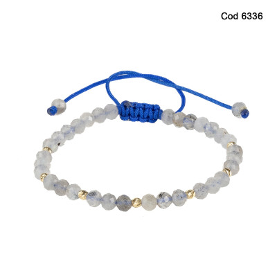 Bratara Kadras snur cu bilute din aur 14k si pietre labradorit